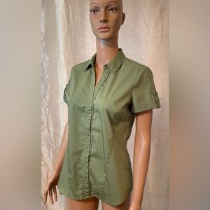 New York and Company-Sage green short sleeve blouse